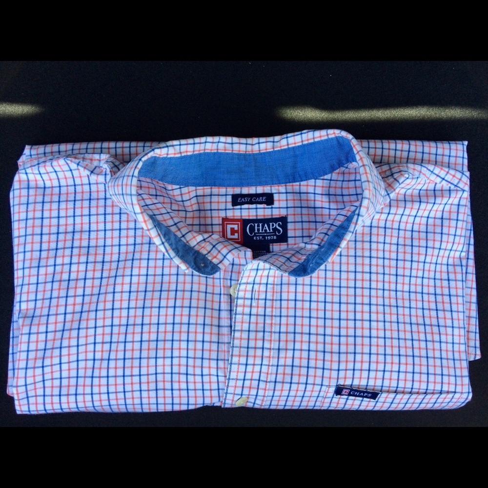 CHAPS Plaid Blue & Red Button Down Shirt!